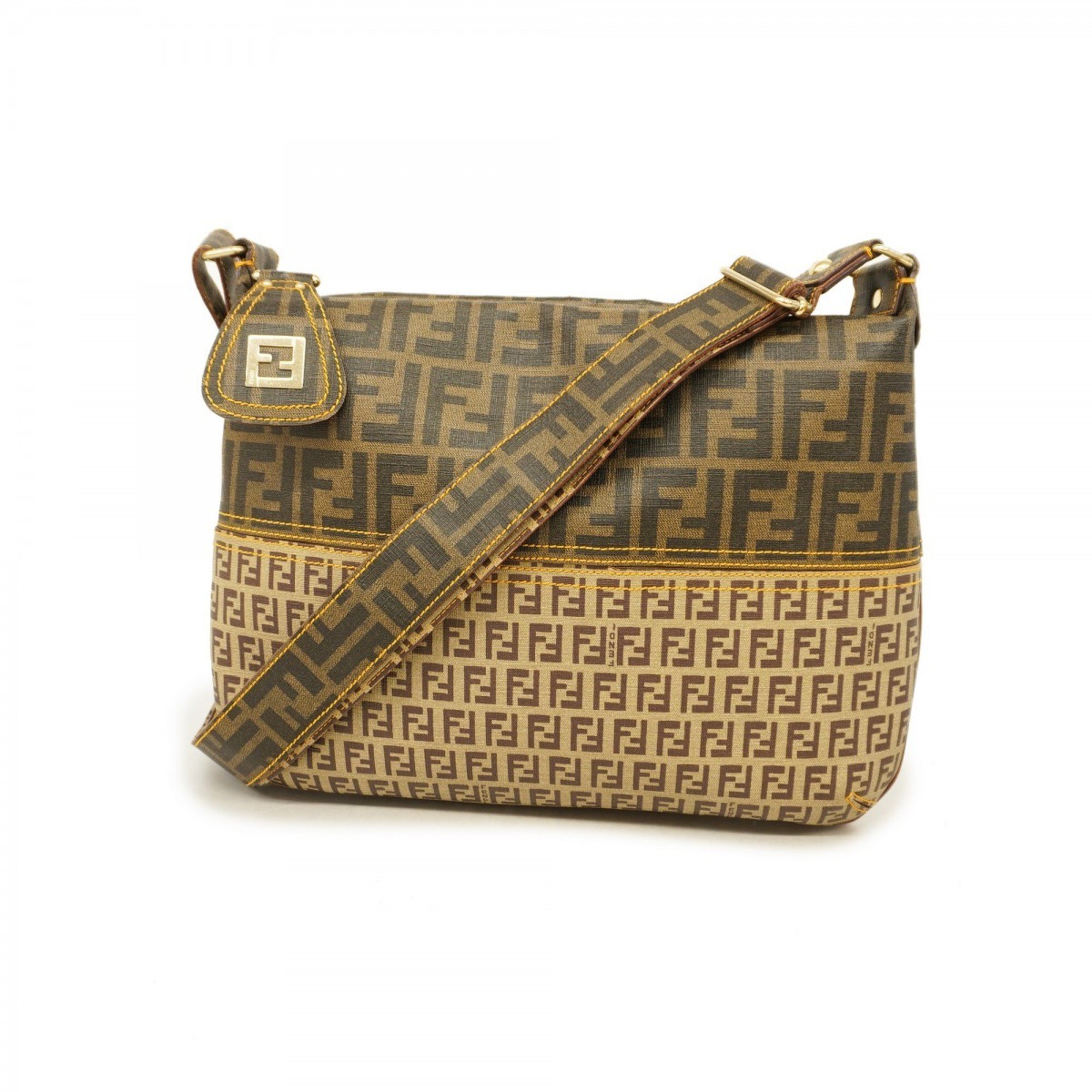 Fendi Shoulder Bag Zucca Zucchino Brown Women's