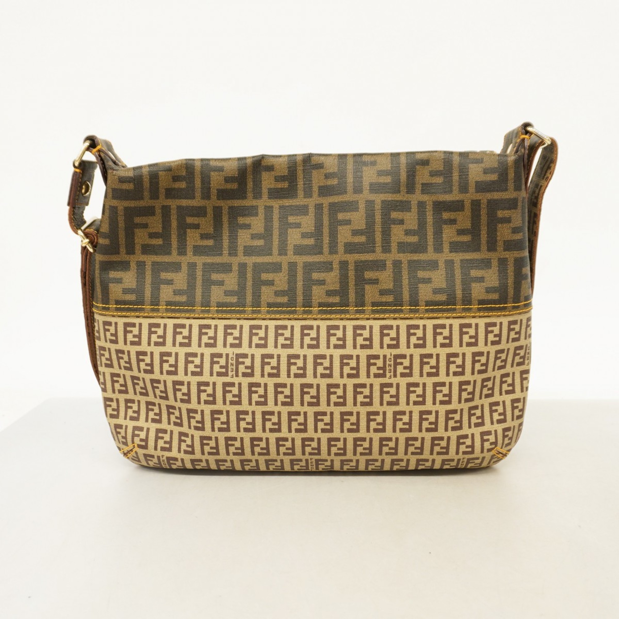 Fendi Shoulder Bag Zucca Zucchino Brown Women's