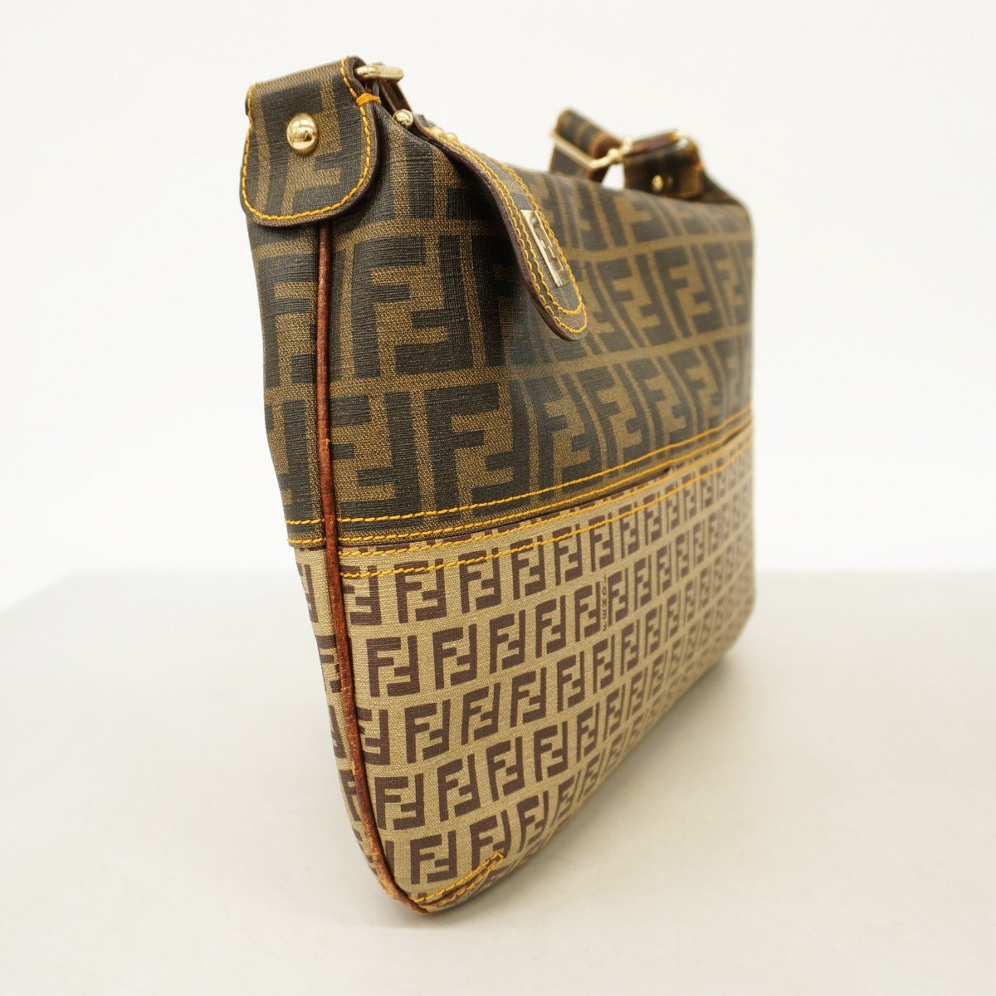 Fendi Shoulder Bag Zucca Zucchino Brown Women's