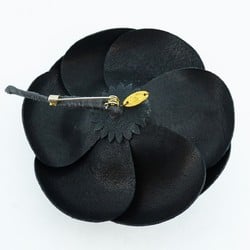 Chanel brooch camellia enamel black ladies