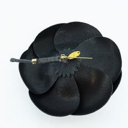 Chanel brooch camellia enamel black ladies