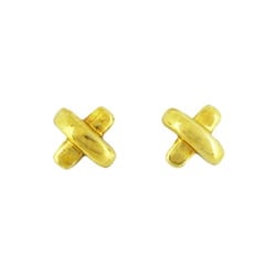 Tiffany earrings cross stitch K18YG yellow gold ladies