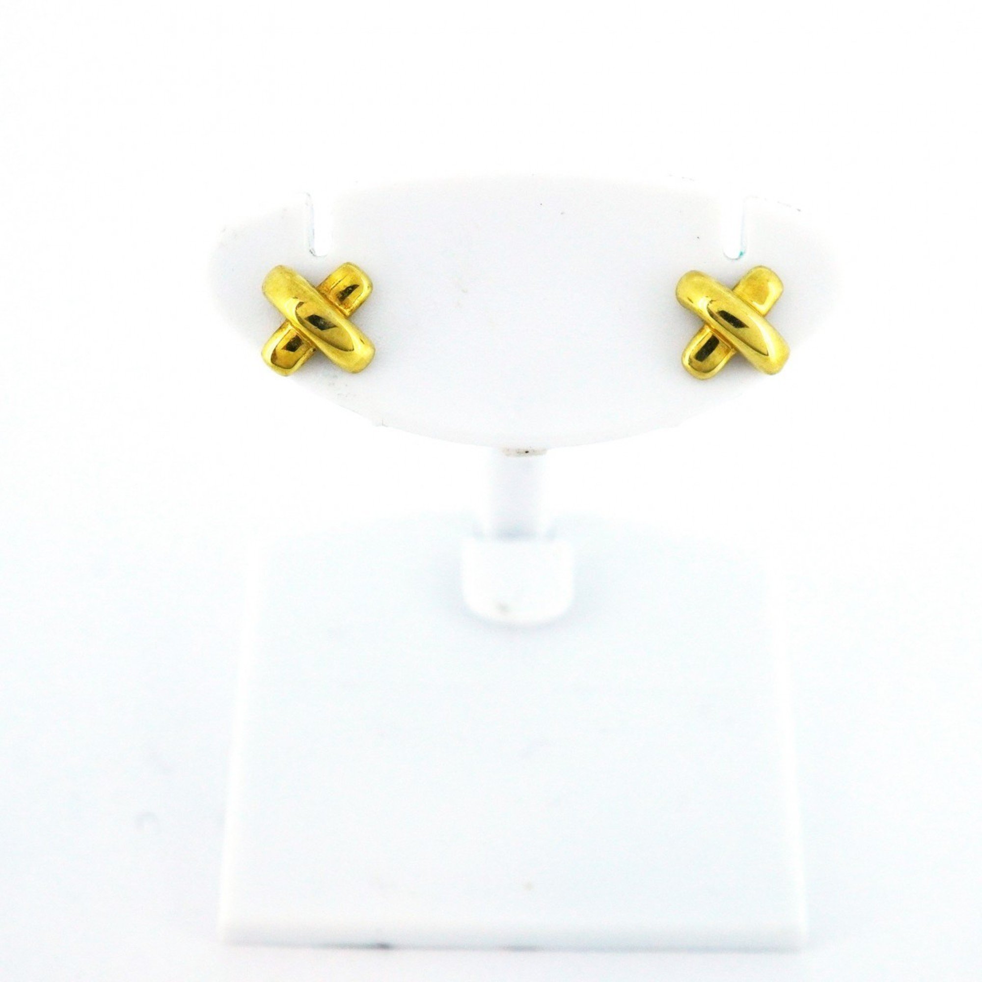 Tiffany earrings cross stitch K18YG yellow gold ladies