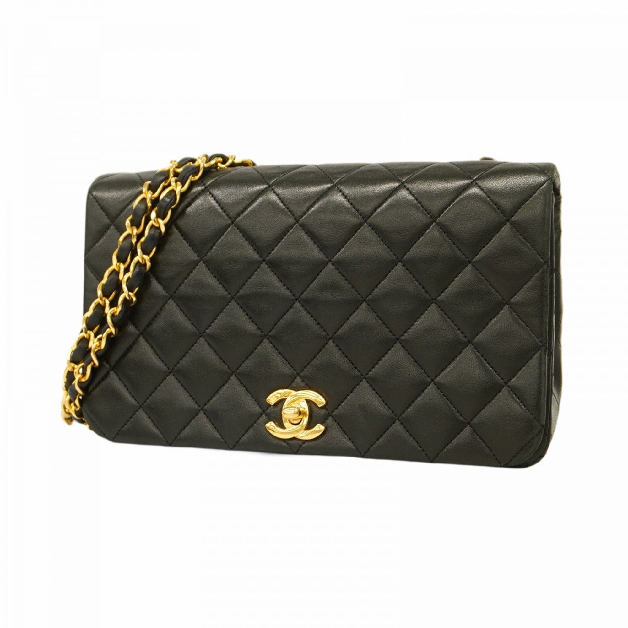 Chanel Shoulder Bag Matelasse Lambskin Black Women's