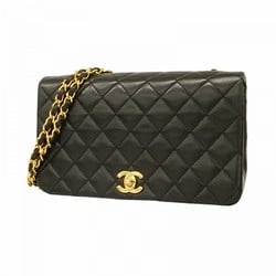 Chanel Shoulder Bag Matelasse Lambskin Black Women's