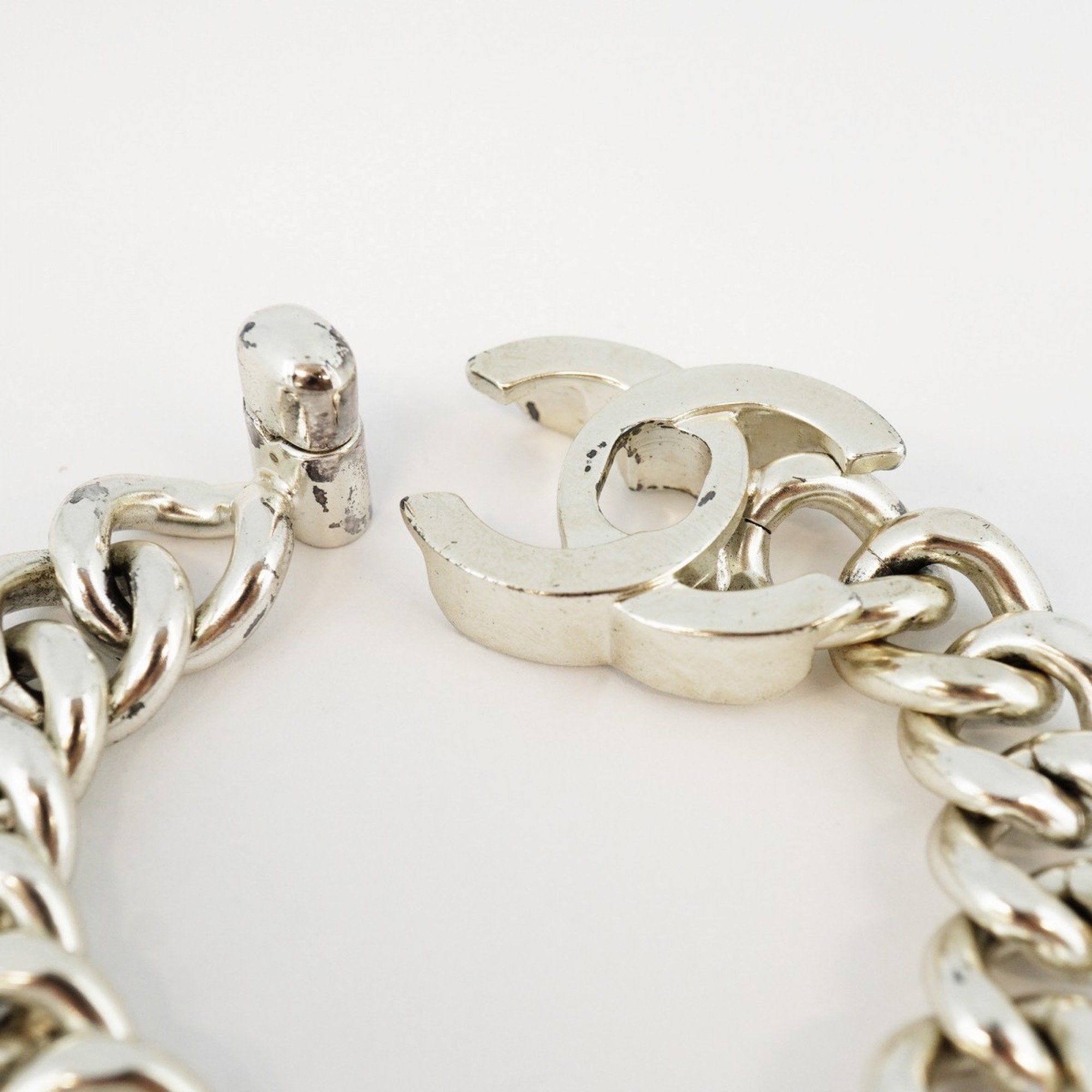 Chanel Bracelet Turnlock Metal Silver Ladies