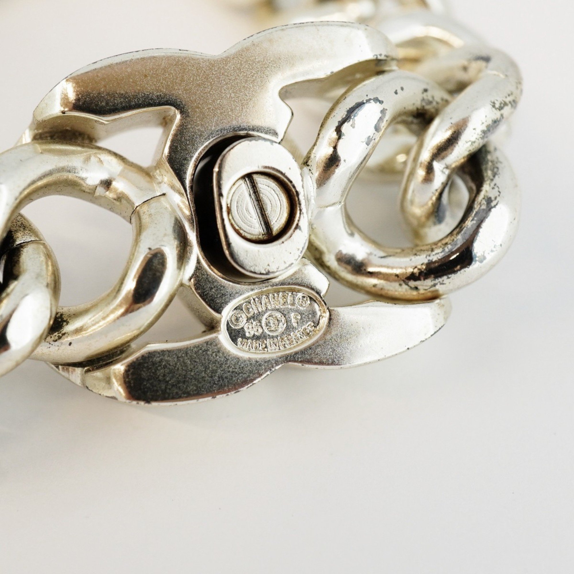 Chanel Bracelet Turnlock Metal Silver Ladies