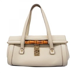 Gucci Shoulder Bag Bamboo 111713 Leather Beige Champagne Women's