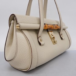 Gucci Shoulder Bag Bamboo 111713 Leather Beige Champagne Women's