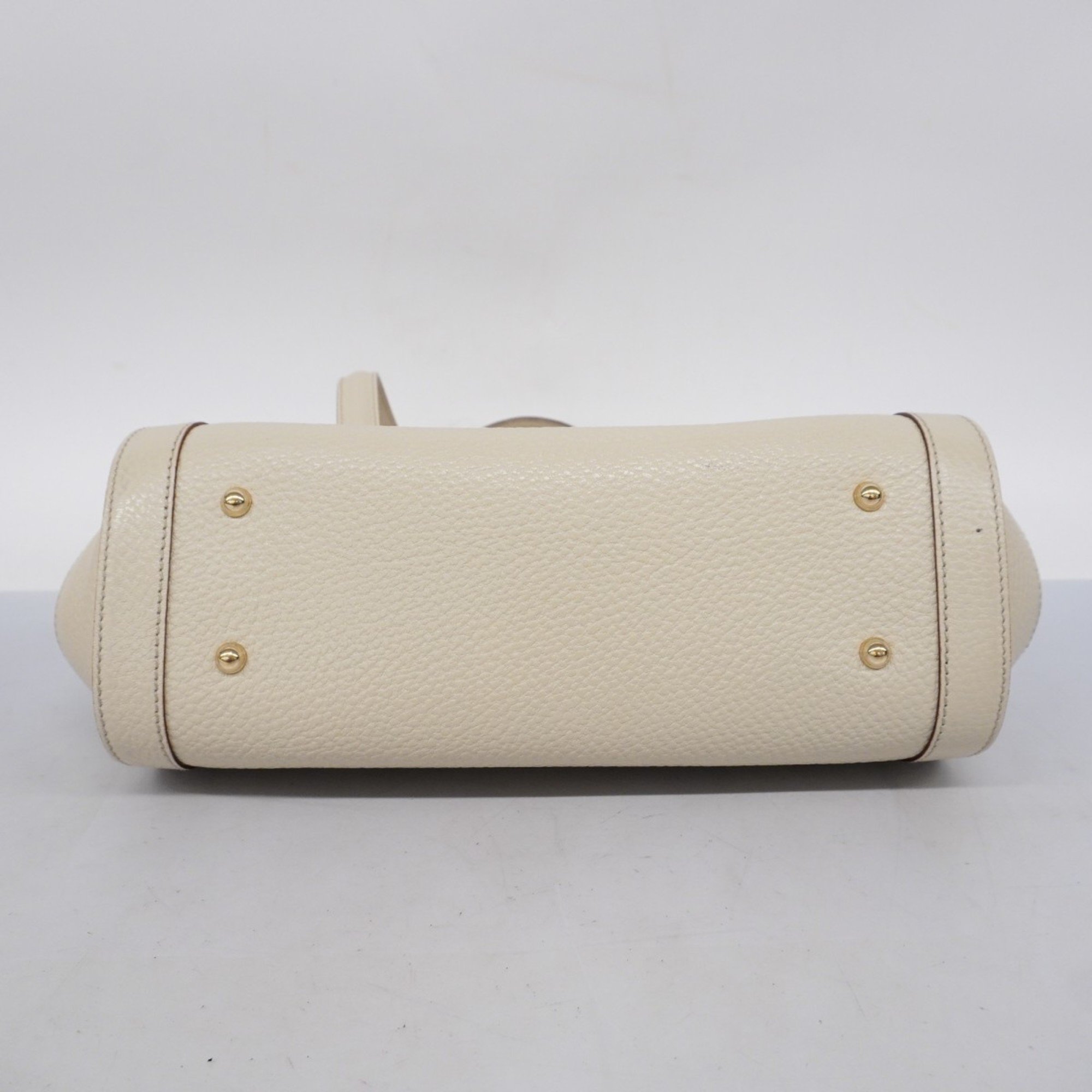 Gucci Shoulder Bag Bamboo 111713 Leather Beige Champagne Women's