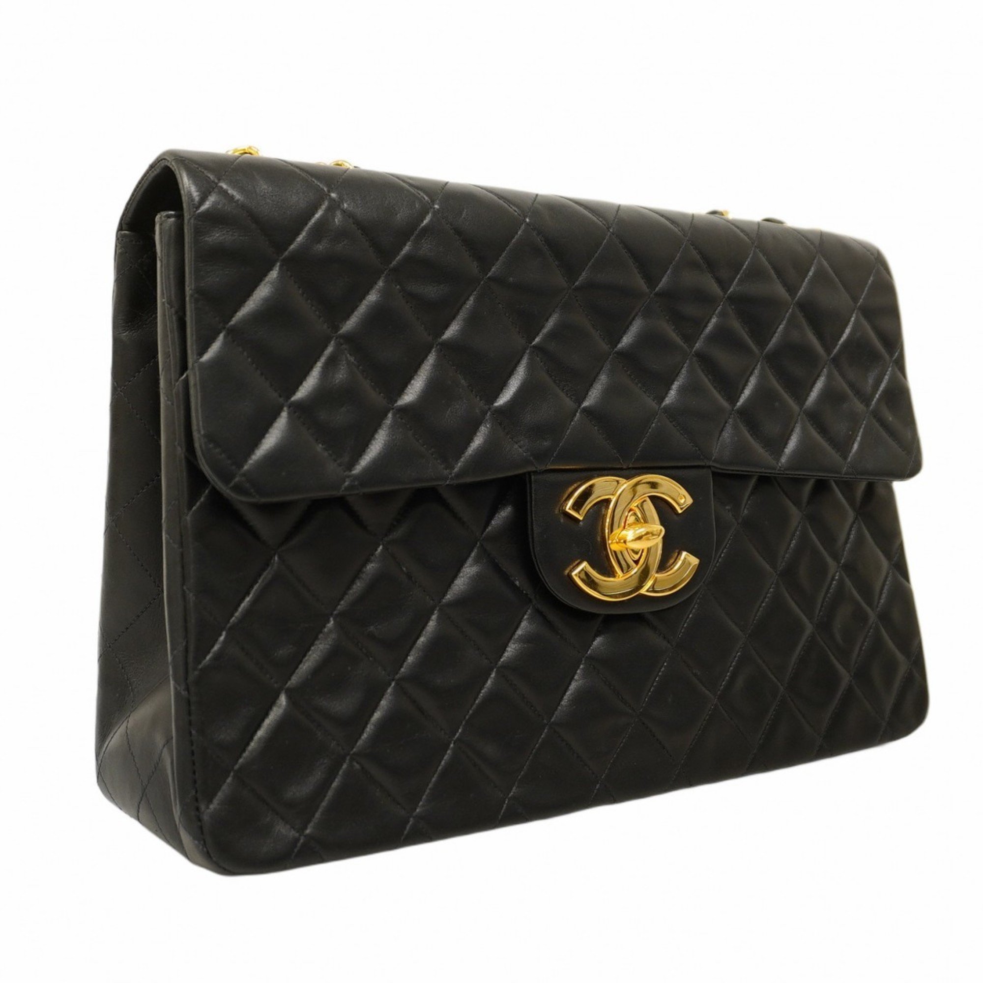 Chanel Shoulder Bag Deca Matelasse Lambskin Black Women's