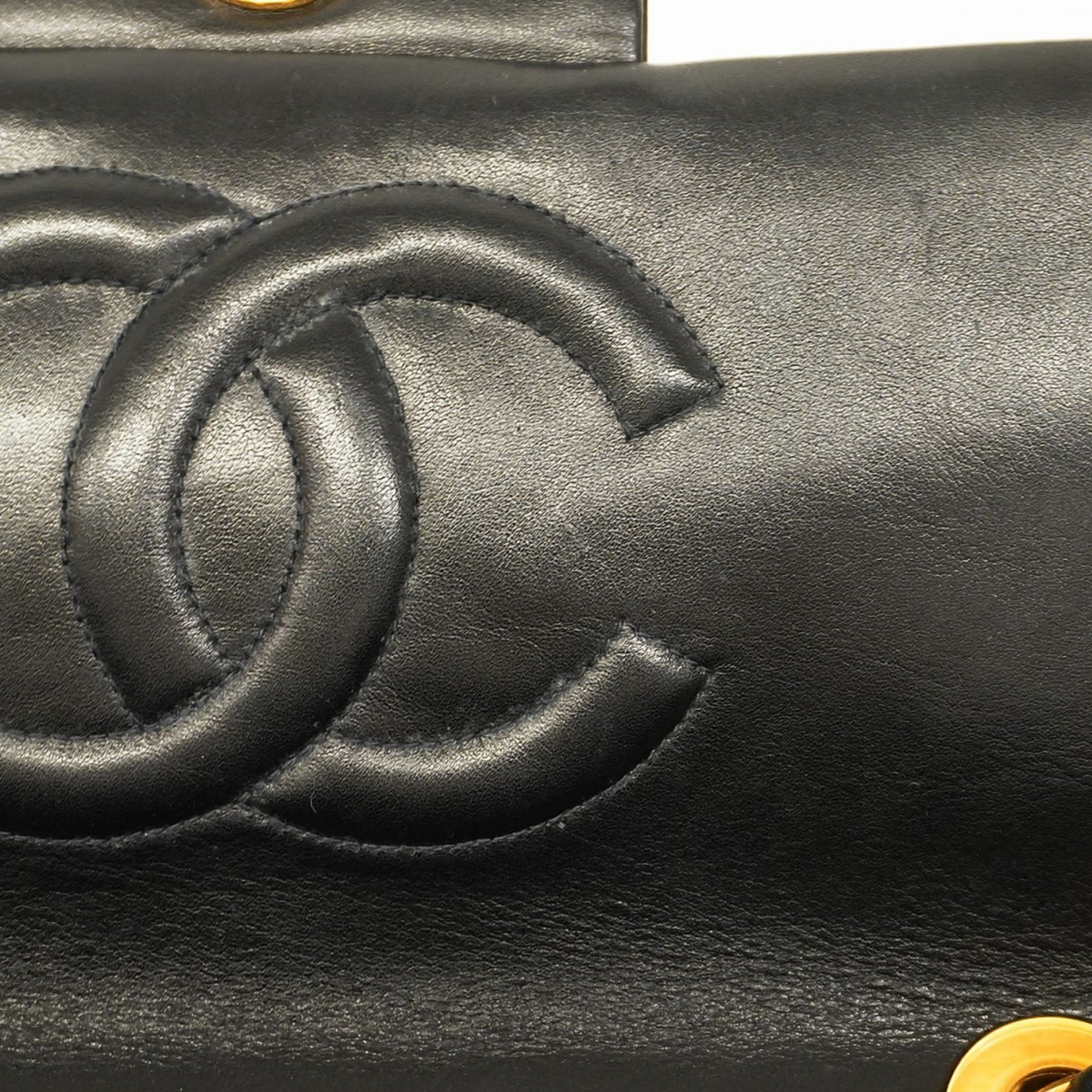 Chanel Shoulder Bag Deca Matelasse Lambskin Black Women's