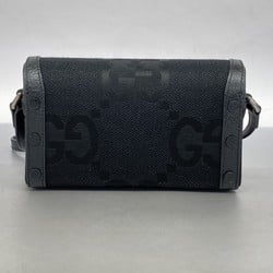 Gucci Shoulder Bag Horsebit Jumbo GG 699296 Canvas Black Women's