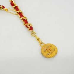 Chanel Belt Chain Gold Red Women's