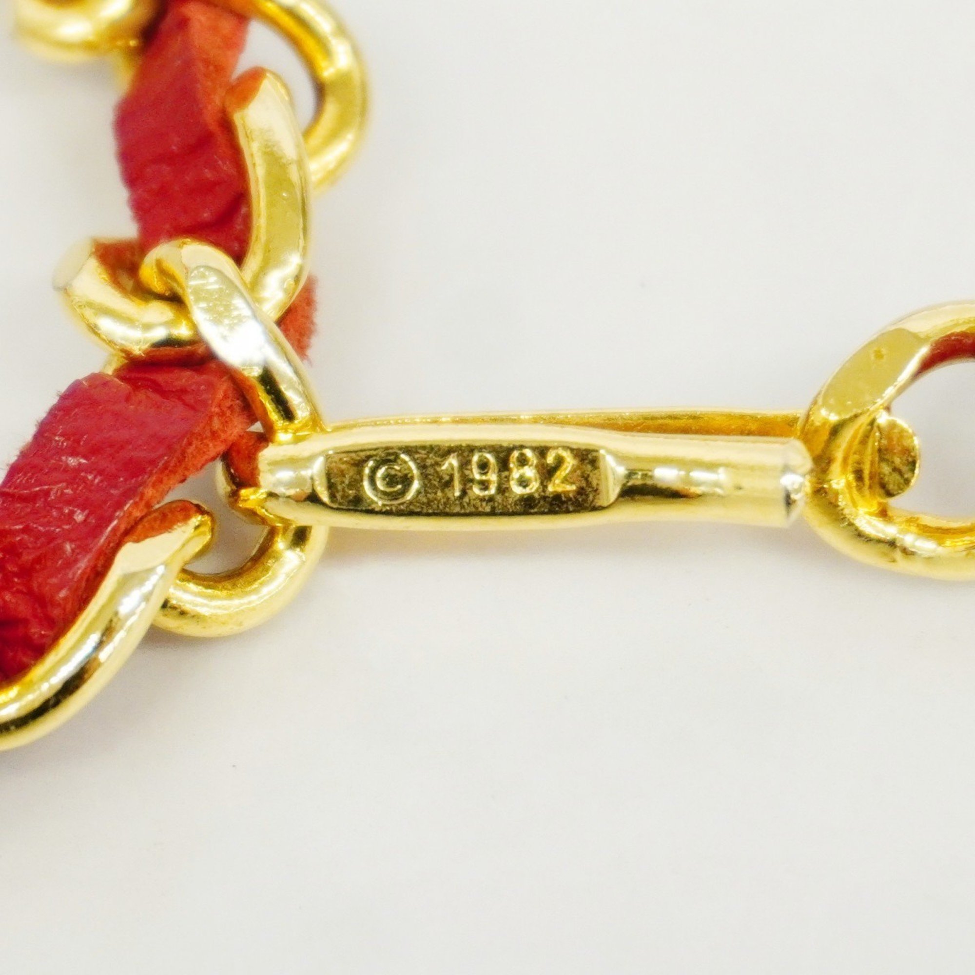 Chanel Belt Chain Gold Red Women's