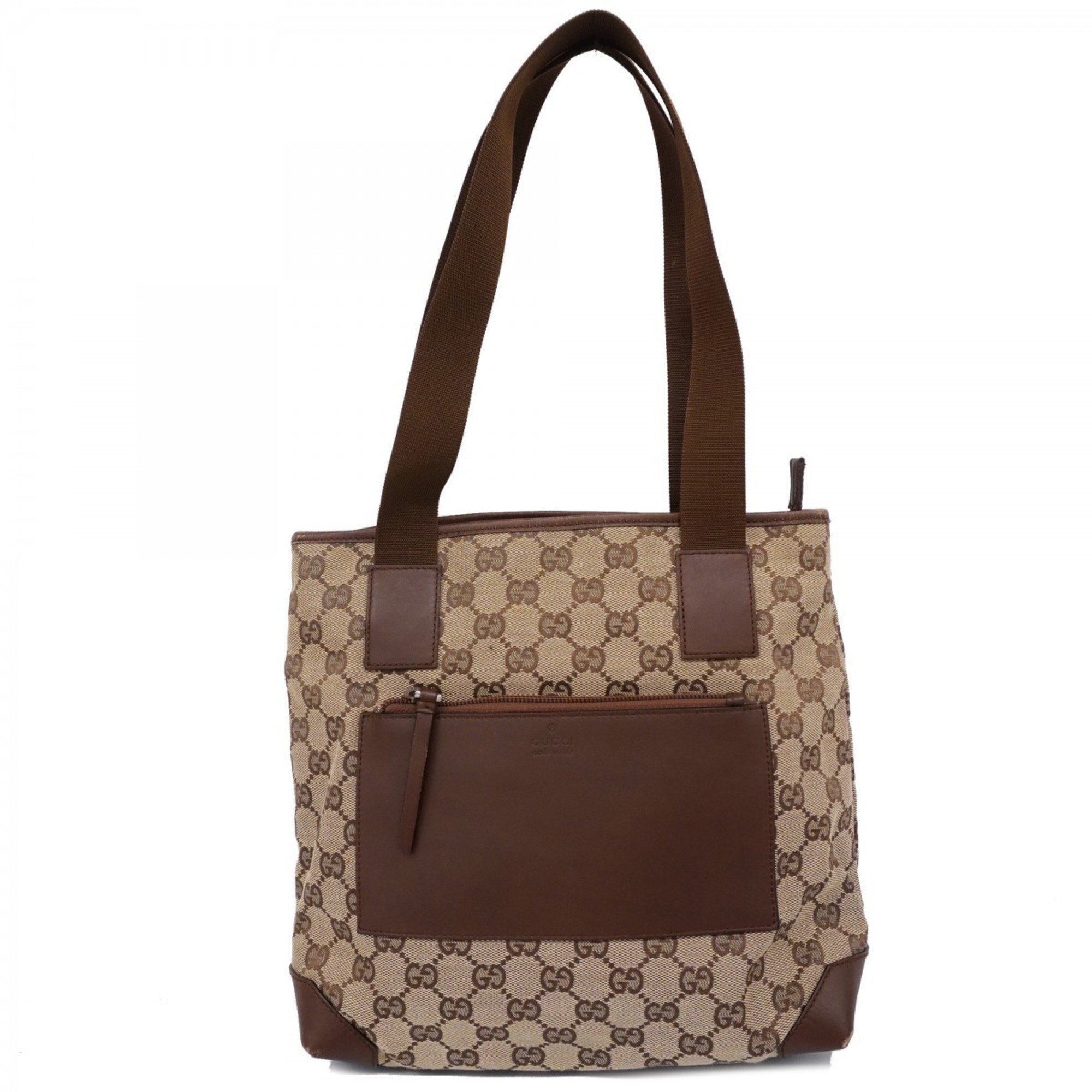 Gucci Tote Bag GG Canvas 28893 Leather Brown Women's