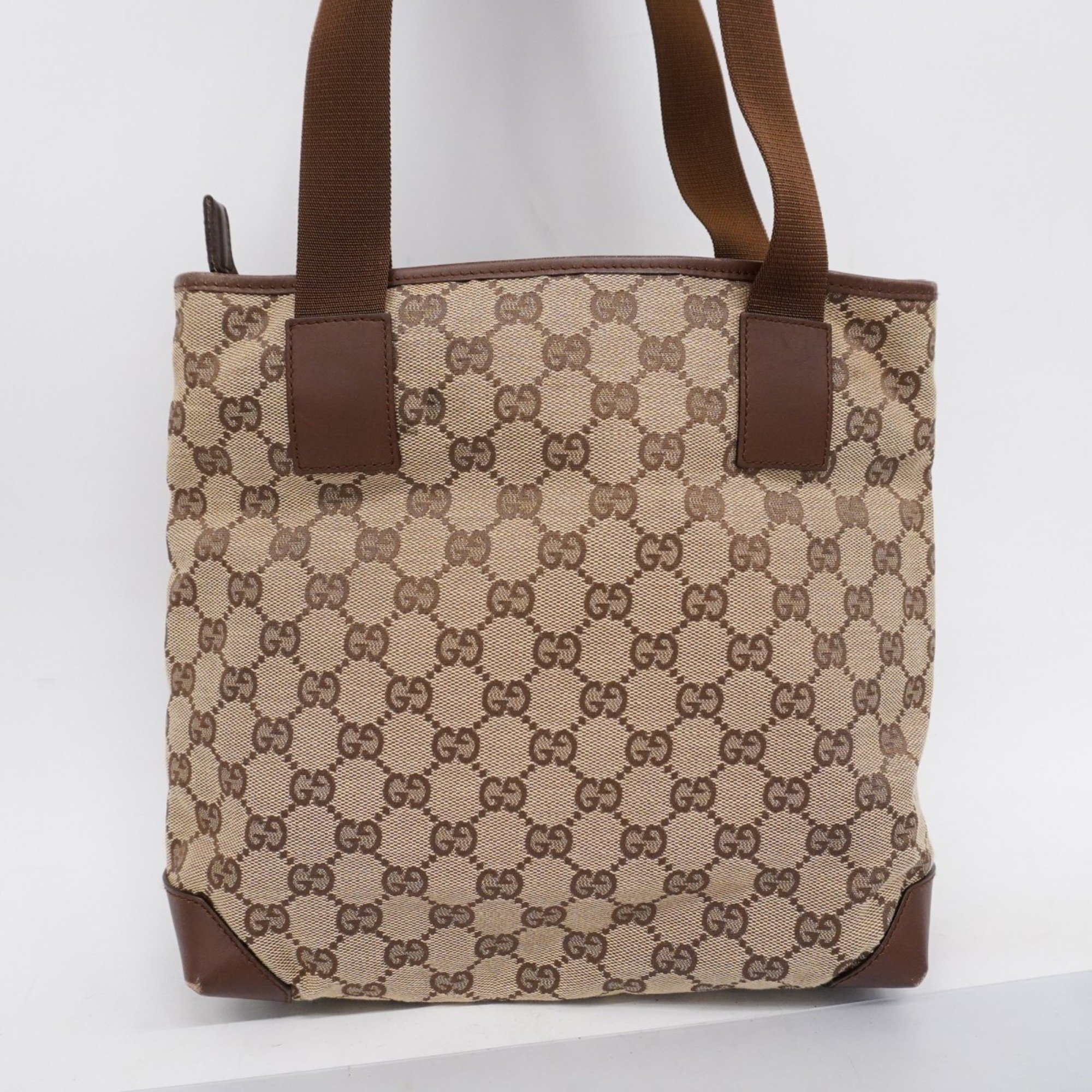 Gucci Tote Bag GG Canvas 28893 Leather Brown Women's