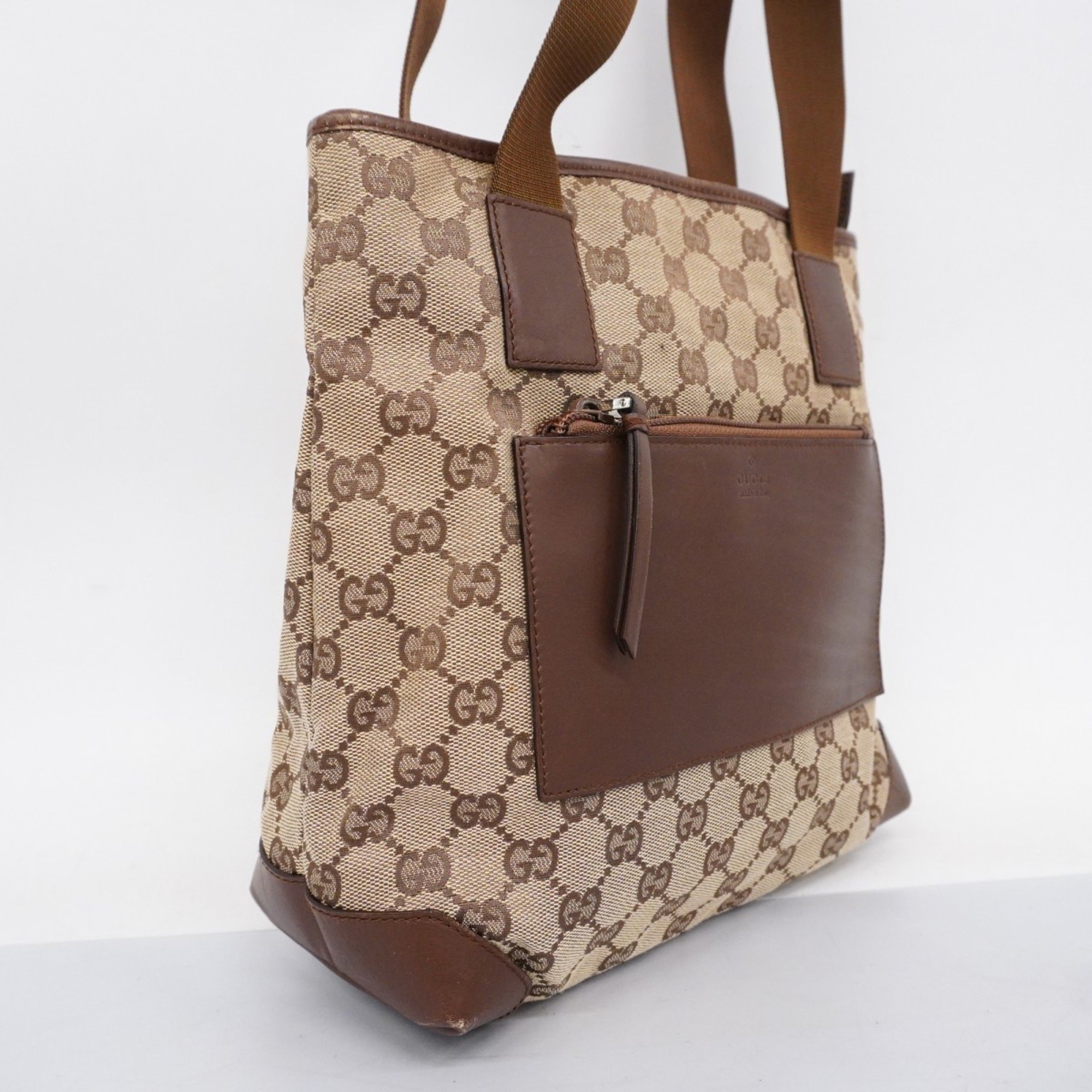 Gucci Tote Bag GG Canvas 28893 Leather Brown Women's