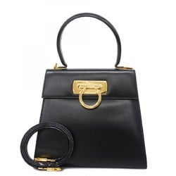 Salvatore Ferragamo Handbag Gancini Leather Black Women's