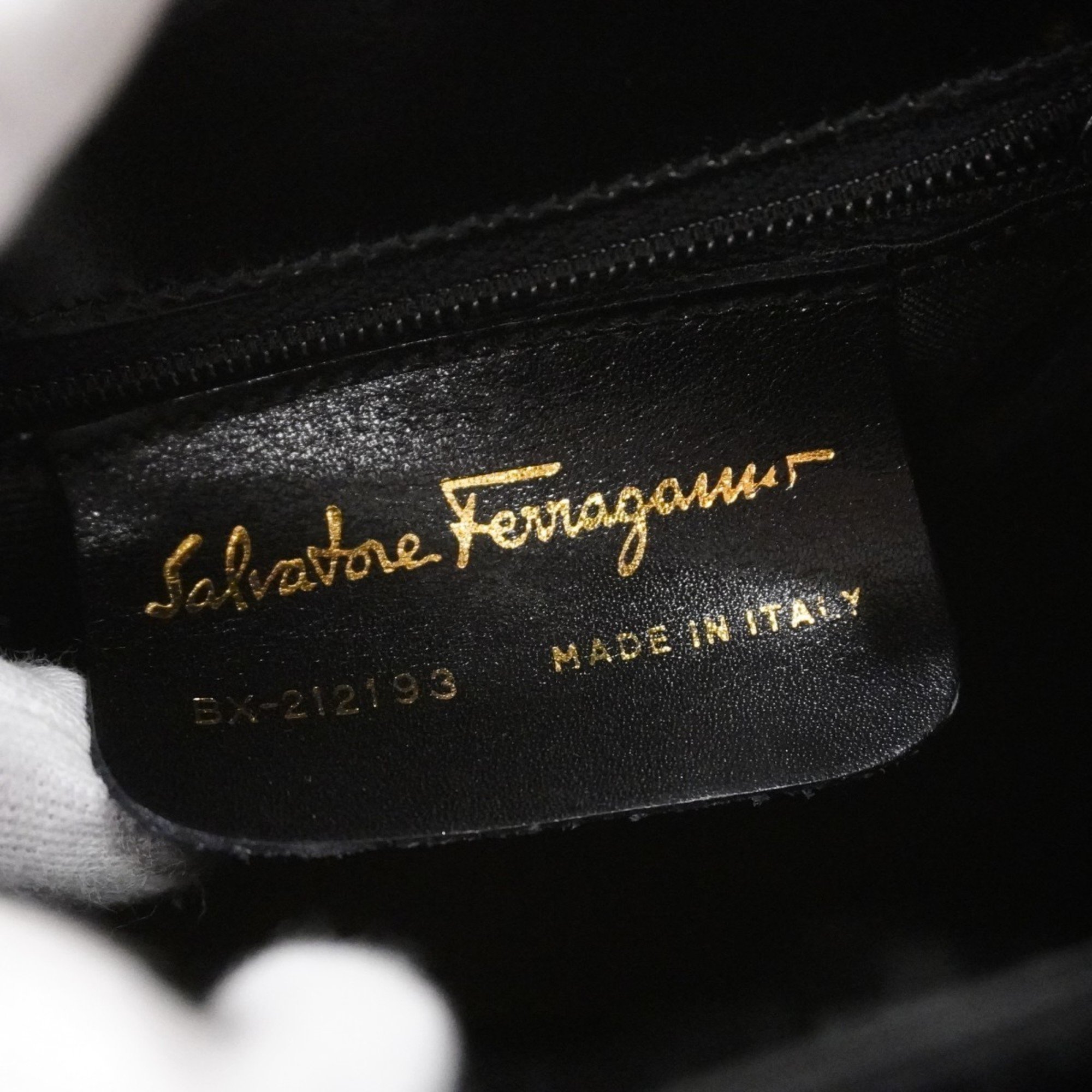 Salvatore Ferragamo Handbag Gancini Leather Black Women's