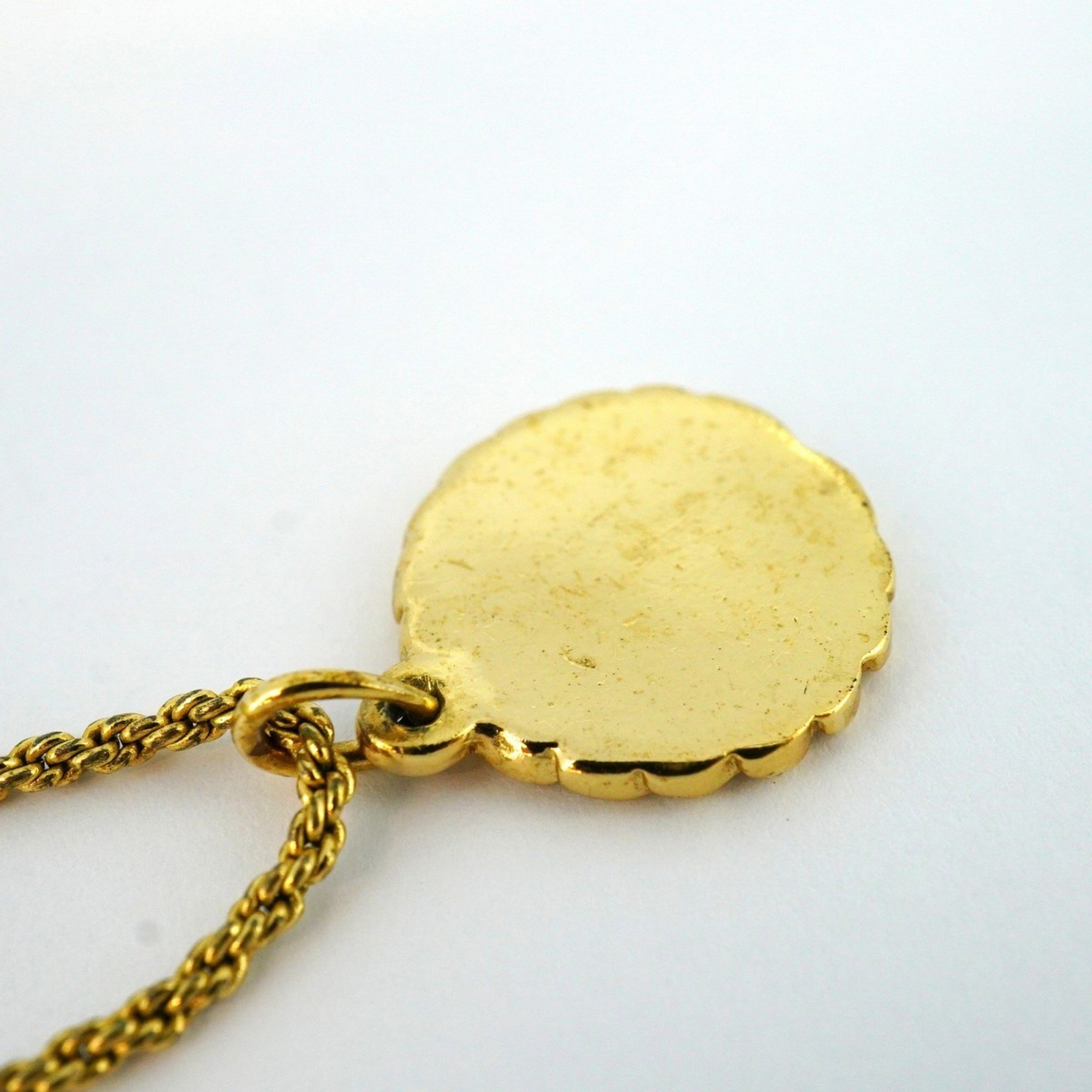 Christian Dior Necklace Circle GP Plated Gold Ladies