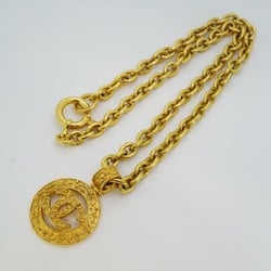 Chanel Necklace Coco Mark Circle GP Plated Gold Ladies