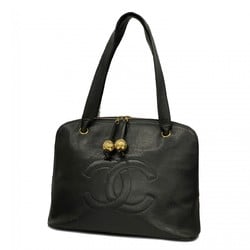 Chanel Shoulder Bag Caviar Skin Black Women's