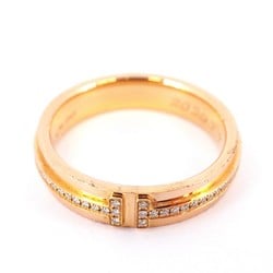 Tiffany Ring T Narrow Diamond K18PG Pink Gold Size 14 Men's Women's