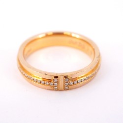 Tiffany Ring T Narrow Diamond K18PG Pink Gold Size 14 Men's Women's