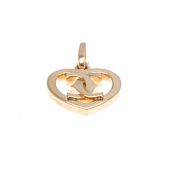 Cartier 2C Heart Charm Pink Gold (18K) No Stone Women's Fashion Pendant Necklace (Pink Gold)