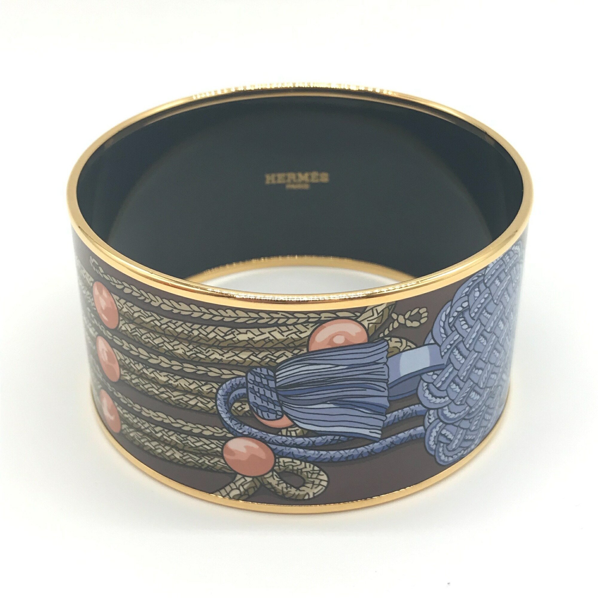 Hermes enamel TGM bangle, gold, multi-colored, enamel, O stamp, HERMES