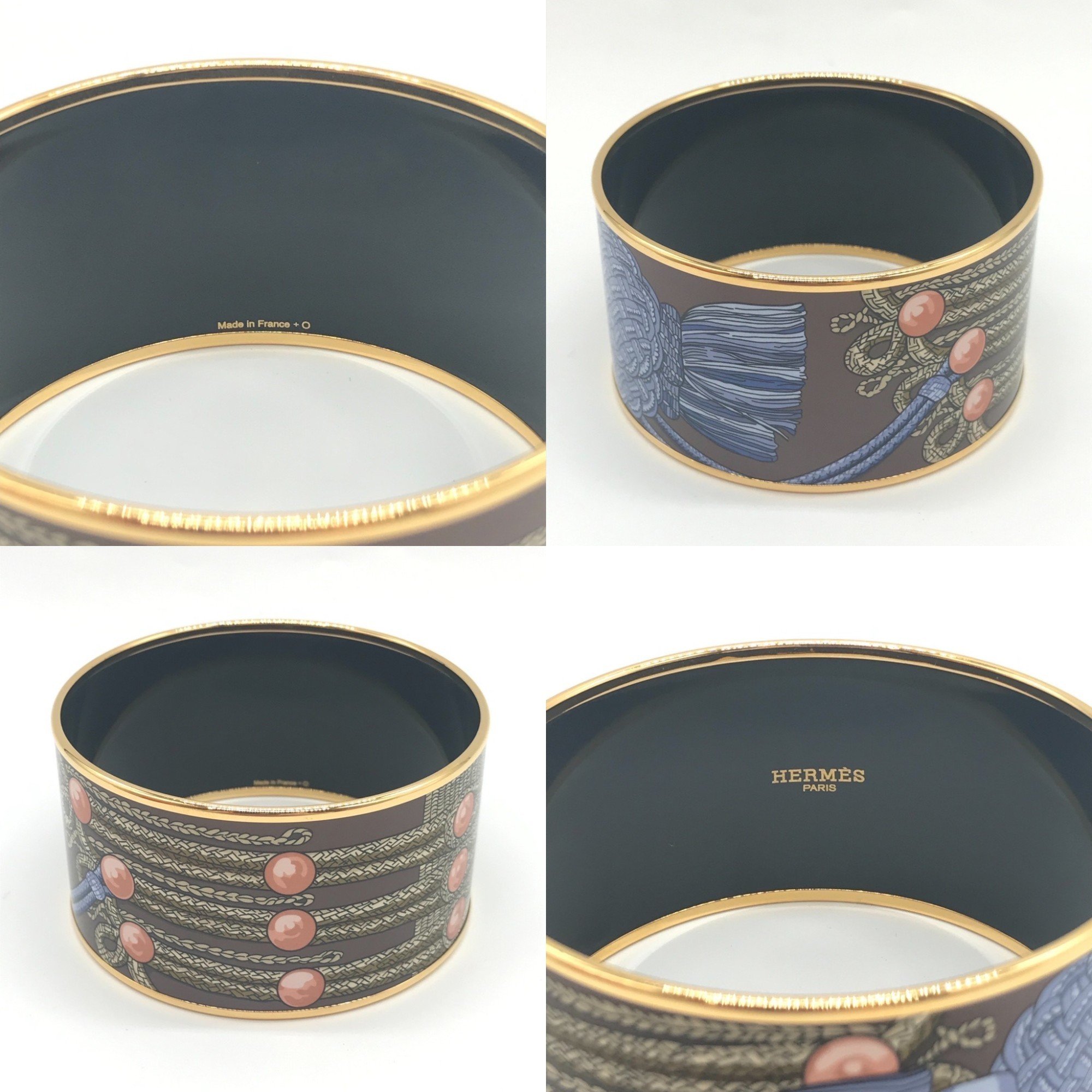 Hermes enamel TGM bangle, gold, multi-colored, enamel, O stamp, HERMES