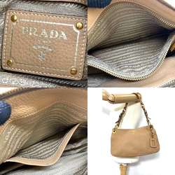 PRADA Shoulder Bag Brown Horizontal Leather