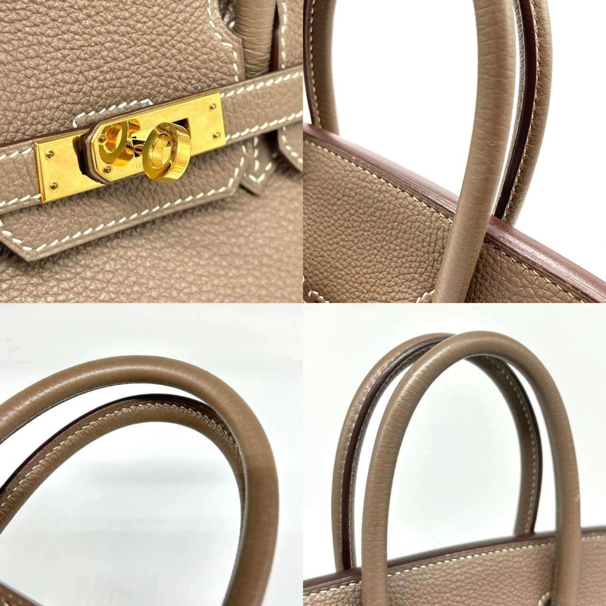 Hermes Birkin 25 Togo Etoupe Handbag Beige Leather □Q Stamp HERMES