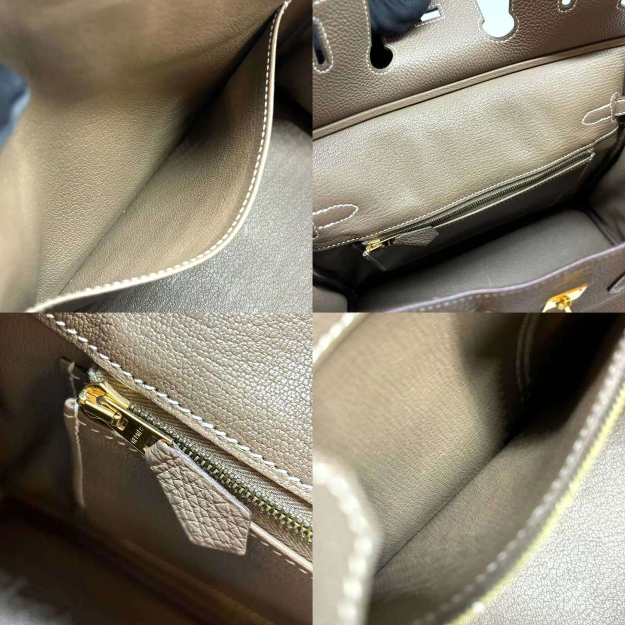 Hermes Birkin 25 Togo Etoupe Handbag Beige Leather □Q Stamp HERMES