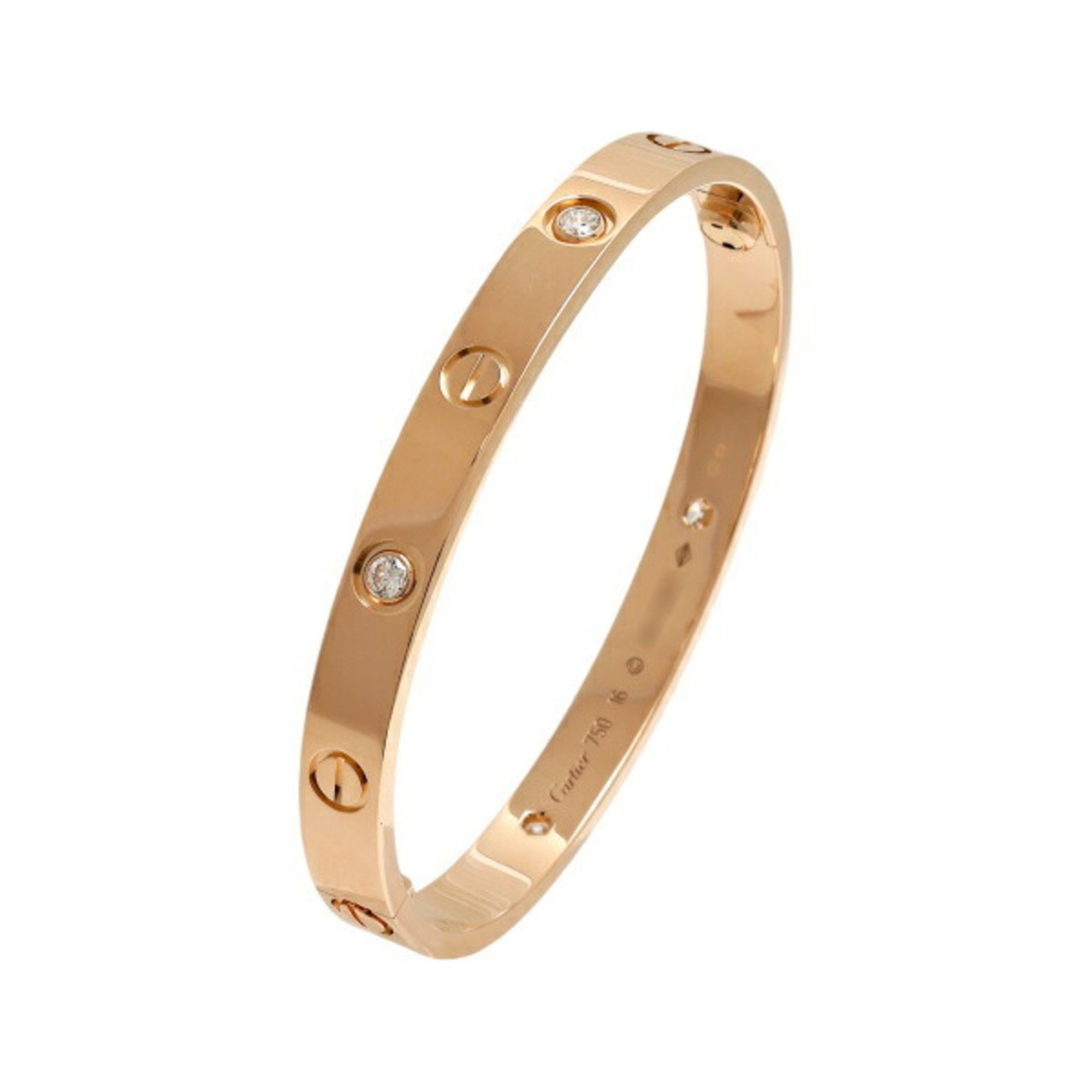 Cartier Love Half Diamond K18PG Pink Gold Bracelet