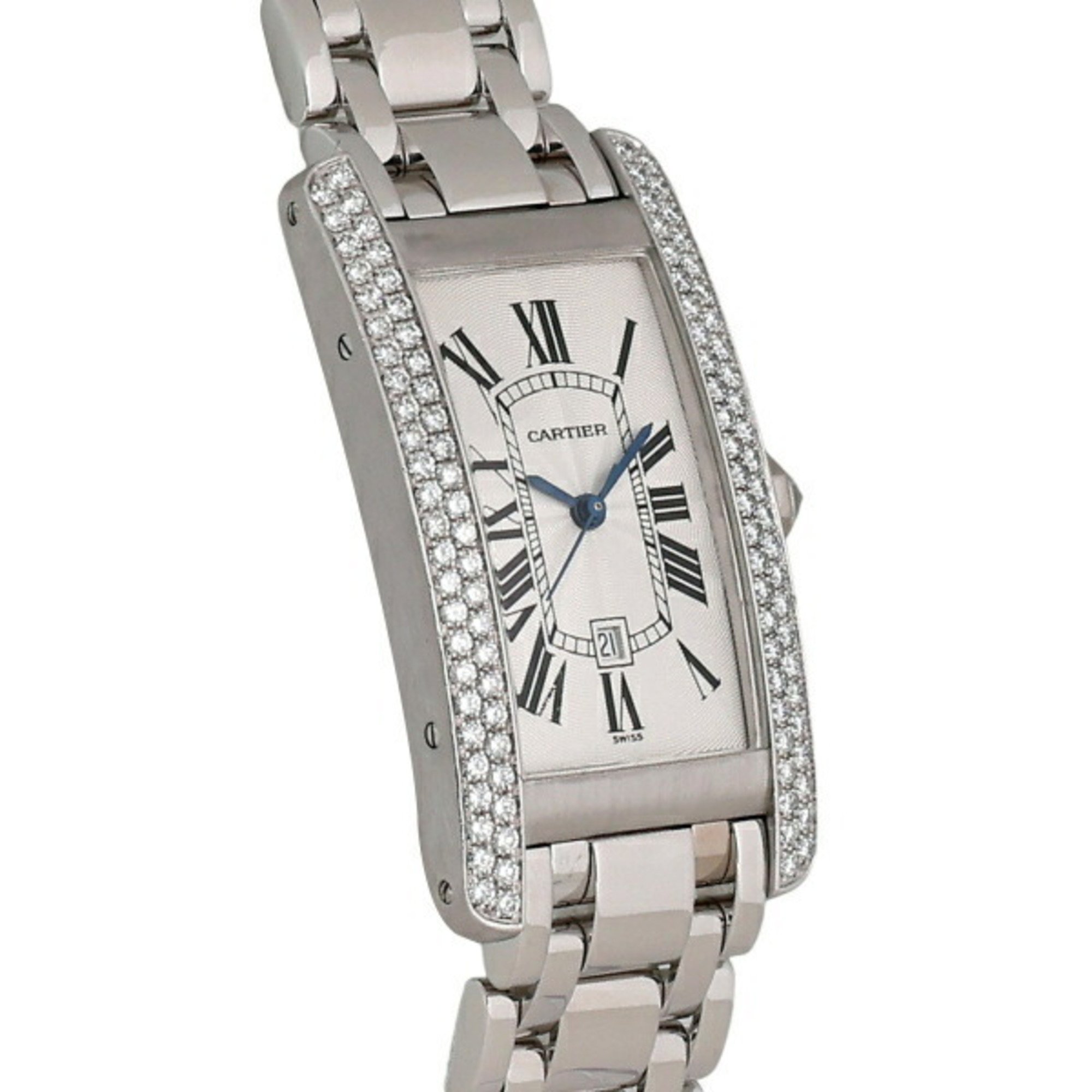 Cartier Tank American MM WB7026L1 Silver Dial Wristwatch for Women