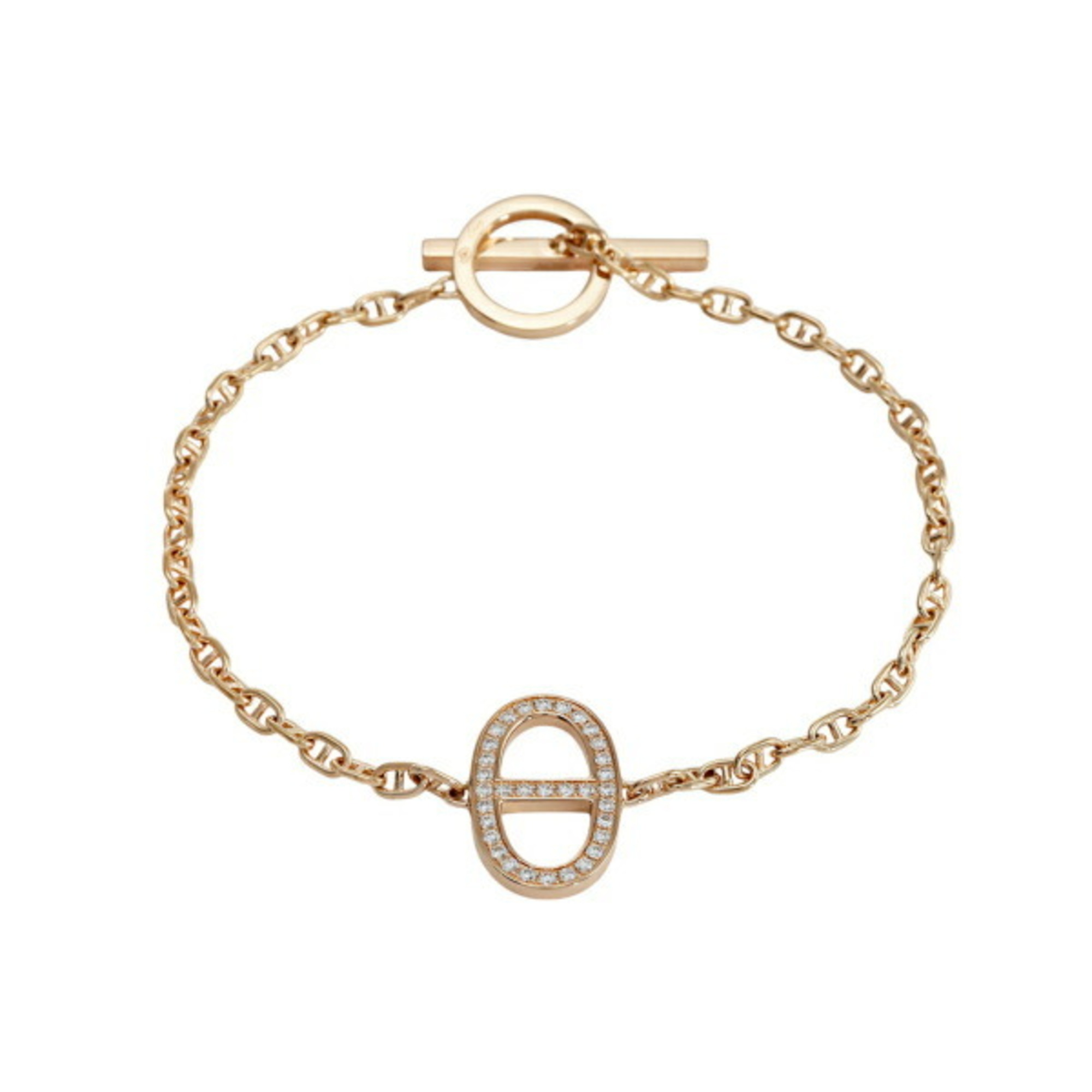 Hermes Chaine d'Ancre Contour SH K18PG Pink Gold Bracelet