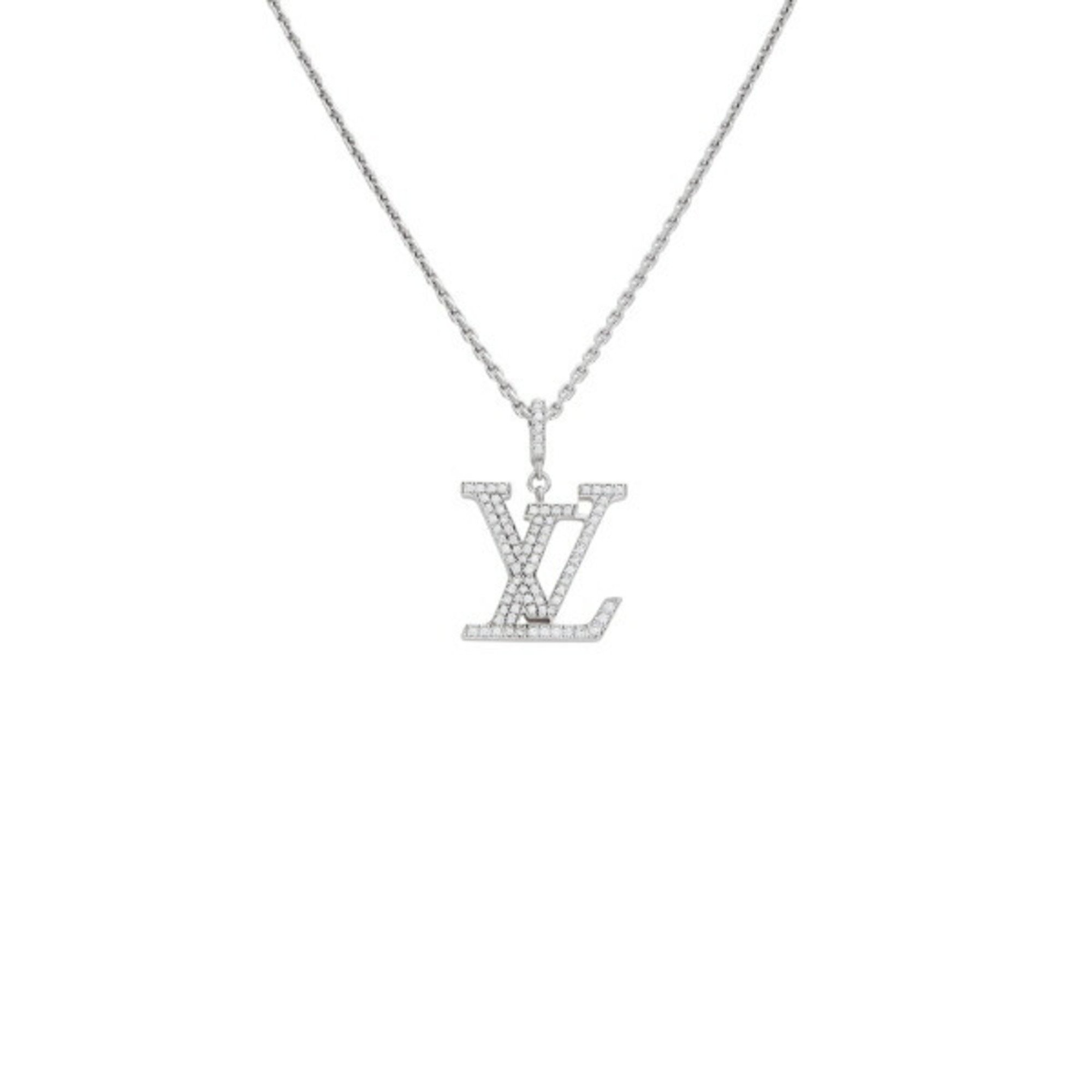 Louis Vuitton Pendant LV GM K18WG White Gold Necklace