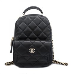 Chanel Backpack/Daypack Matelasse Chain Lambskin Black Champagne Women's