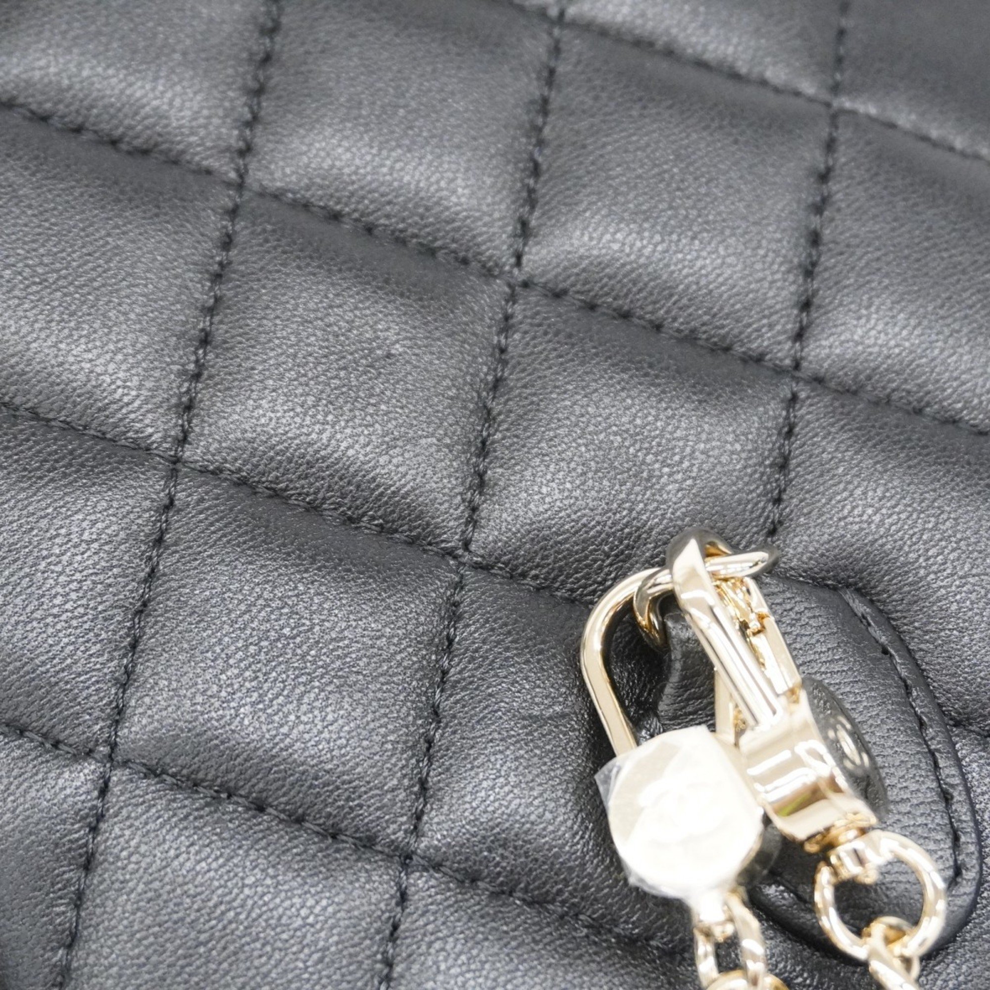 Chanel Backpack/Daypack Matelasse Chain Lambskin Black Champagne Women's