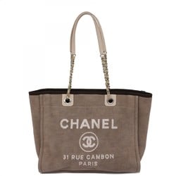 Chanel Tote Bag Deauville Canvas Brown Beige Women's