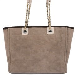 Chanel Tote Bag Deauville Canvas Brown Beige Women's