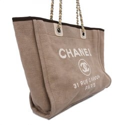 Chanel Tote Bag Deauville Canvas Brown Beige Women's