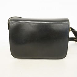 Celine Shoulder Bag Leather Black Women's