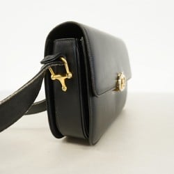 Celine Shoulder Bag Leather Black Women's