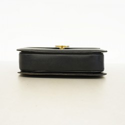 Celine Shoulder Bag Leather Black Women's