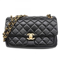 Chanel Shoulder Bag Matelasse Lambskin Black Women's