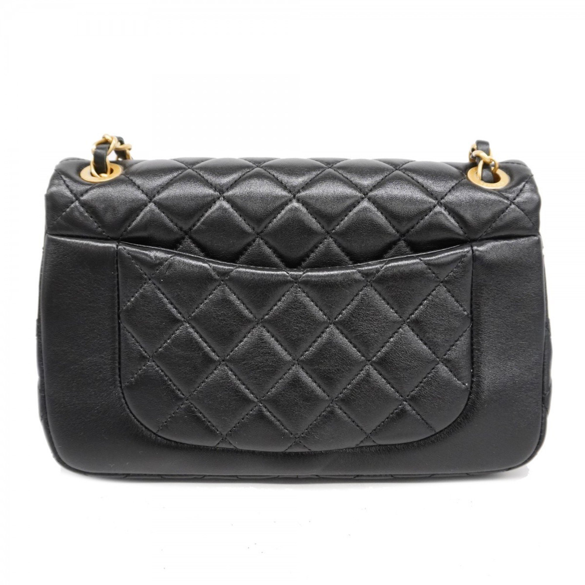 Chanel Shoulder Bag Matelasse Lambskin Black Women's