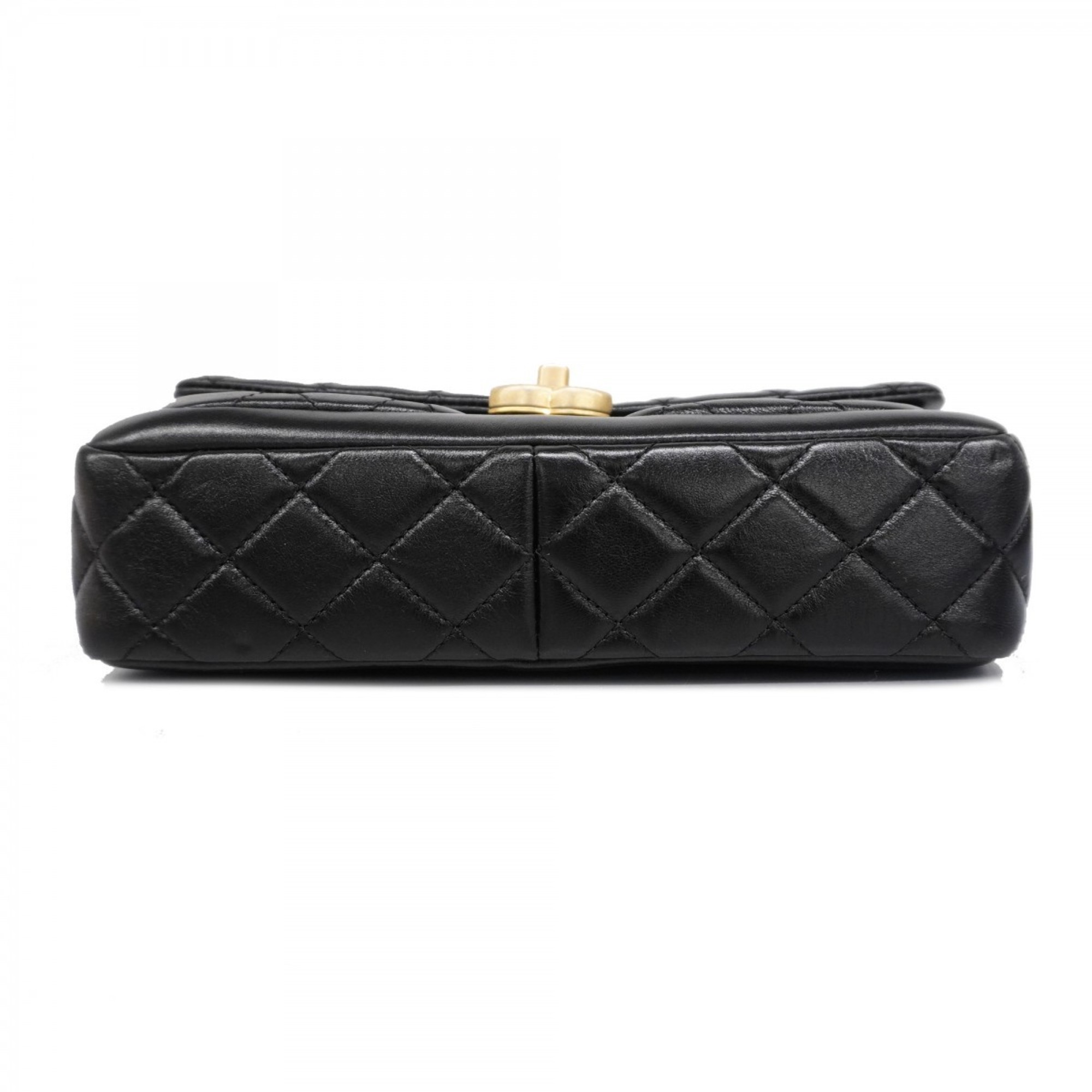 Chanel Shoulder Bag Matelasse Lambskin Black Women's